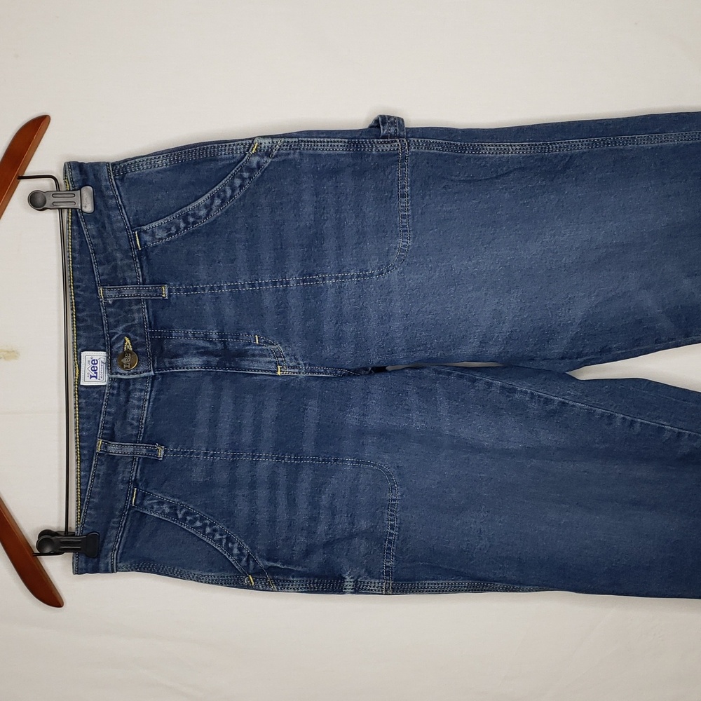 Lee Carpenter Slim Straight Cargo Cotton Pants Size 4 Y2K Retro Medium Wash Blue - Picture 3 of 16